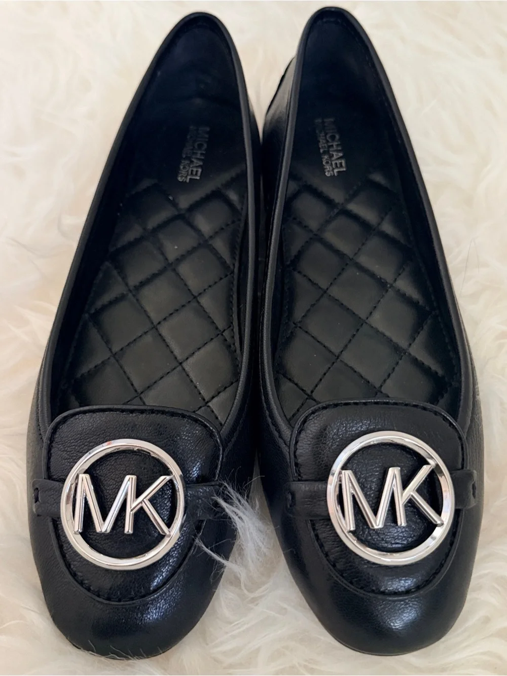 Michael Kors Lillie Moccasin Silver Logo Flats